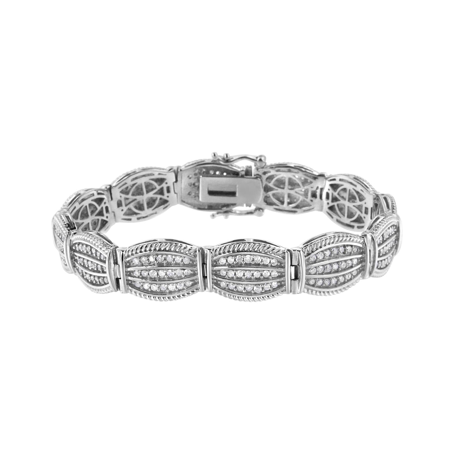 .925 Sterling Silver 3.0 Cttw Prong Set Diamond Art Deco Style Tennis Bracelet (I-J Color, I2-I3 Clarity) - 7.25"