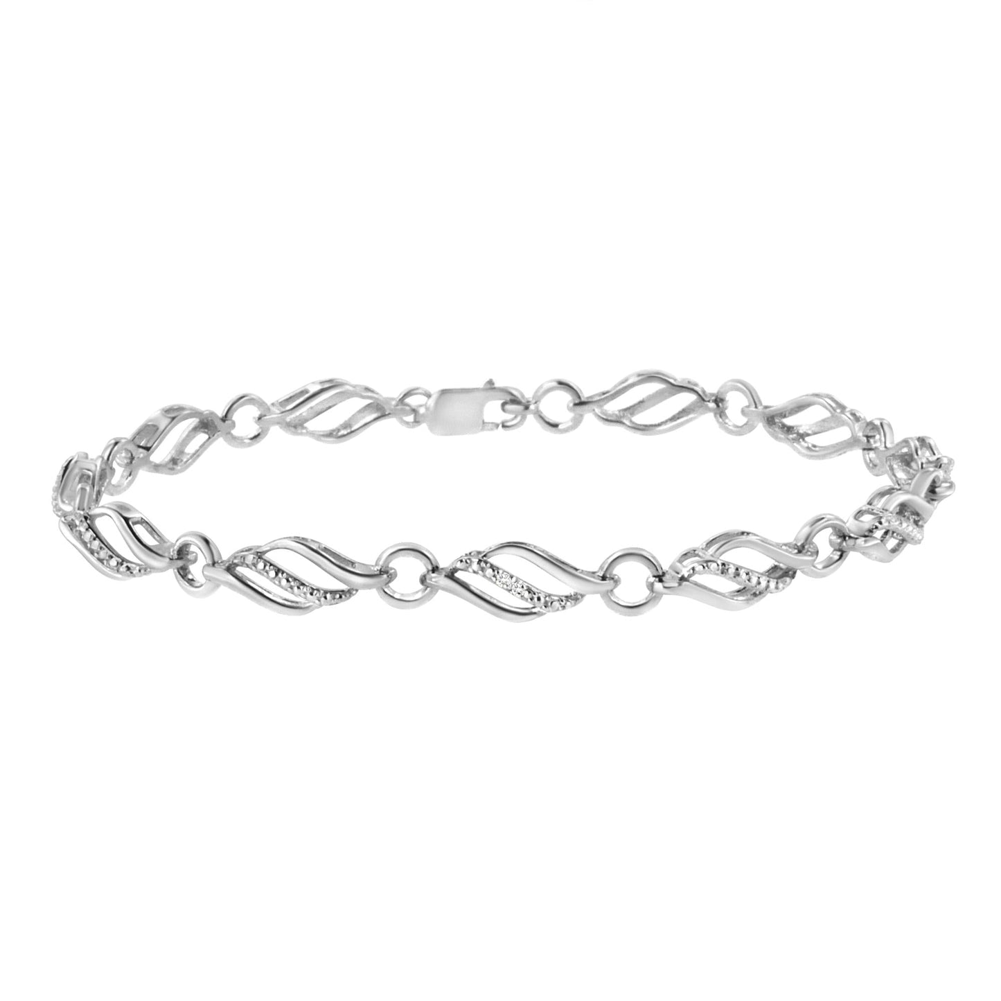 .925 Sterling Silver Diamond Accent Triple Weave Link Bracelet (I-J Color, I3 Clarity) - 7.25 Inch