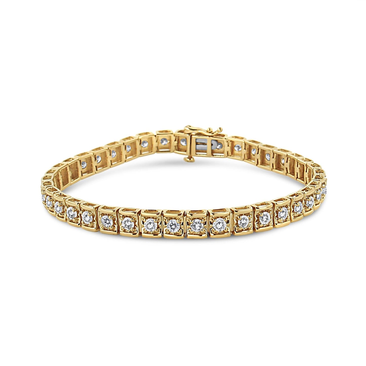 10K Yellow Gold 4.00 Cttw Round-Cut Diamond Link 7.25" Bracelet (K-L Color, I1-I2 Clarity)