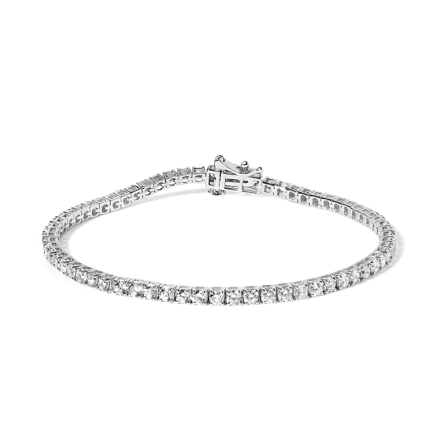 14K White Gold Classic Lab-Grown Diamond Tennis Bracelet (F-G Color, VS2-SI1 Clarity) - 7" Inches