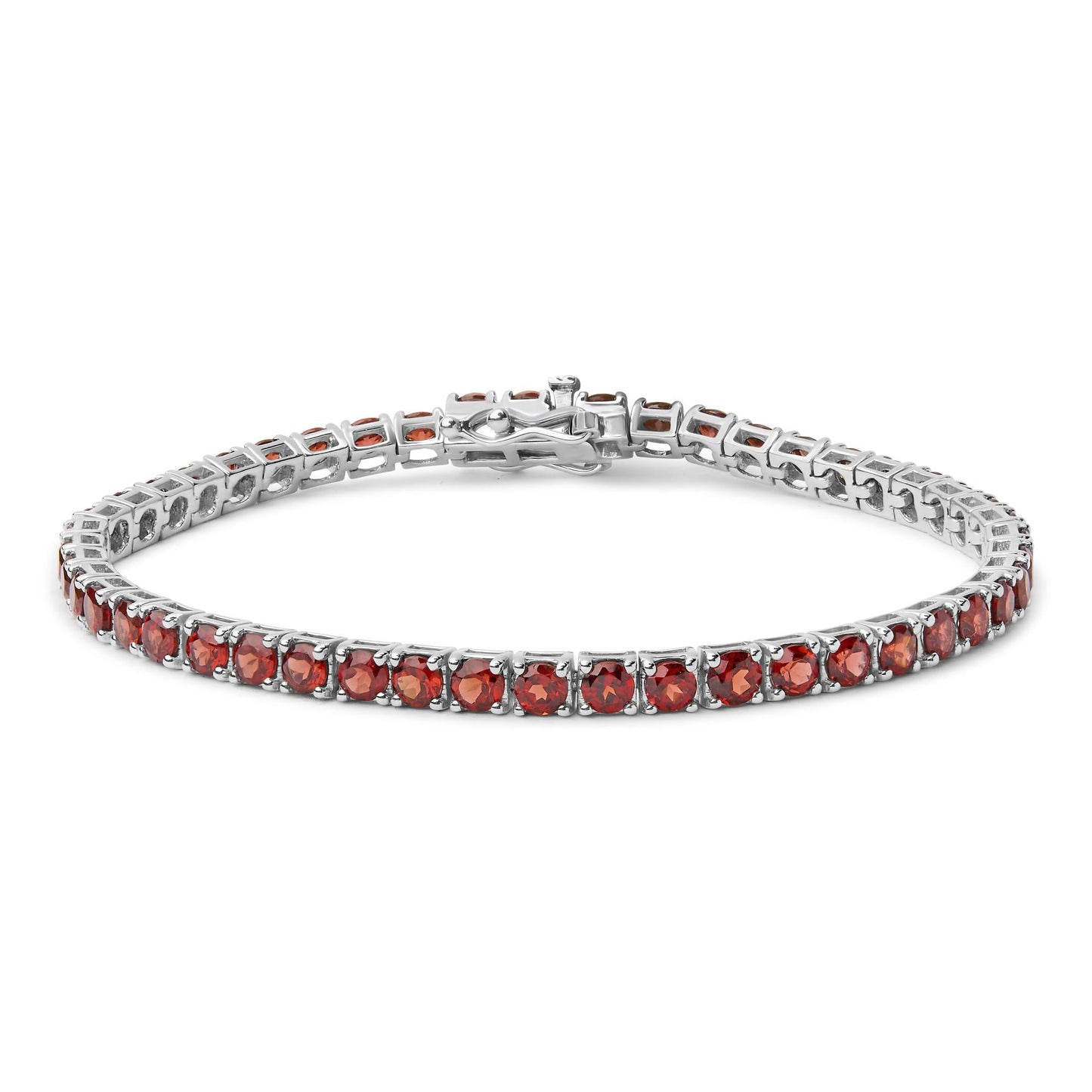 .925 Sterling Silver 10.0 Cttw Created Orange Garnet Tennis Bracelet - 7.25"