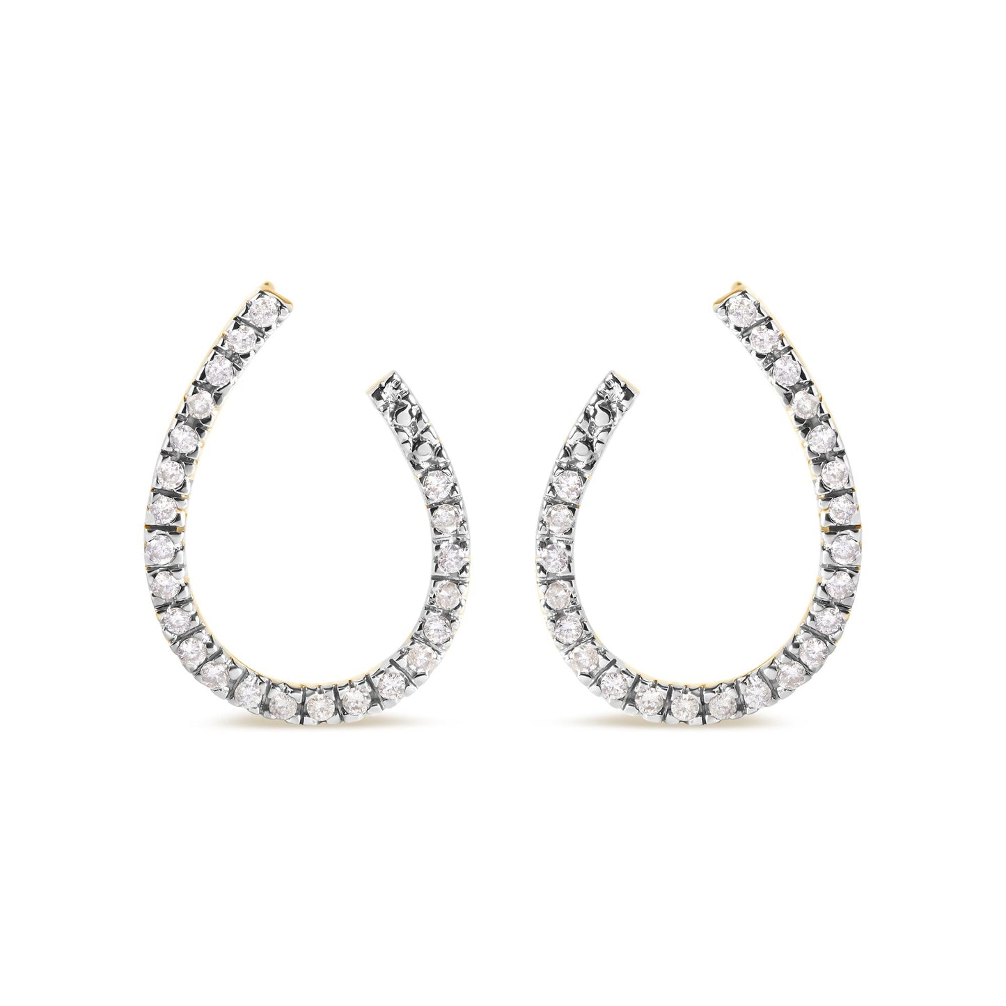 10K Yellow Gold 1/2 cttw Round-cut Diamond Hoop Earrings (H-I Color, I1-I2 Clarity)