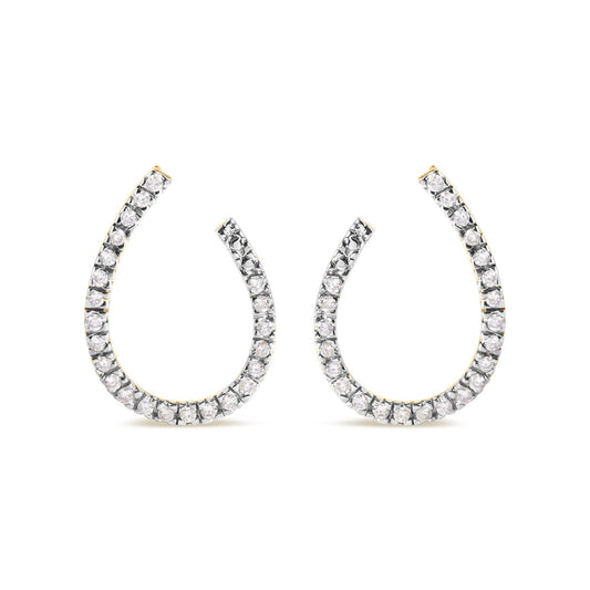 10K Yellow Gold 1/2 cttw Round-cut Diamond Hoop Earrings (H-I Color, I1-I2 Clarity)