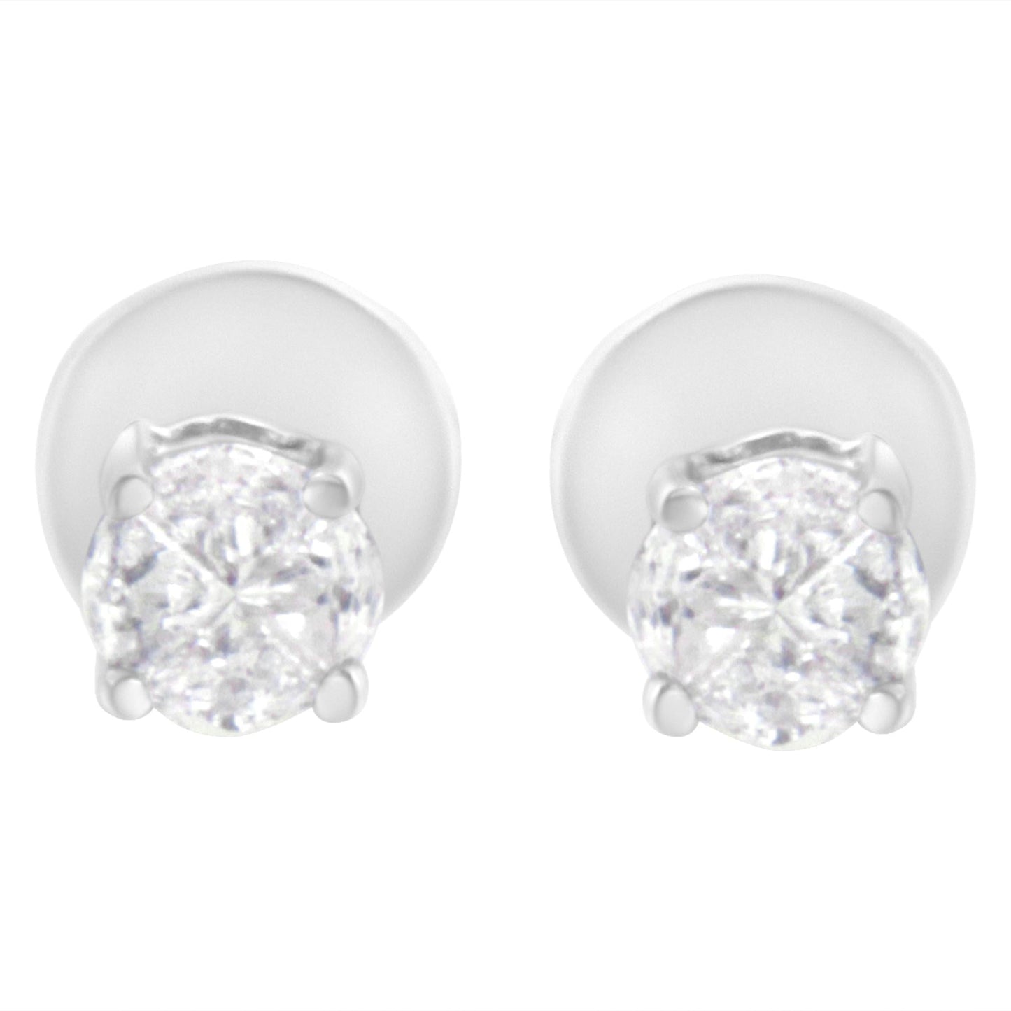 14K White Gold 1/2 Cttw Pie-Cut Diamond Solitaire Stud Earrings (H-I Color, SI1-SI2 Clarity)