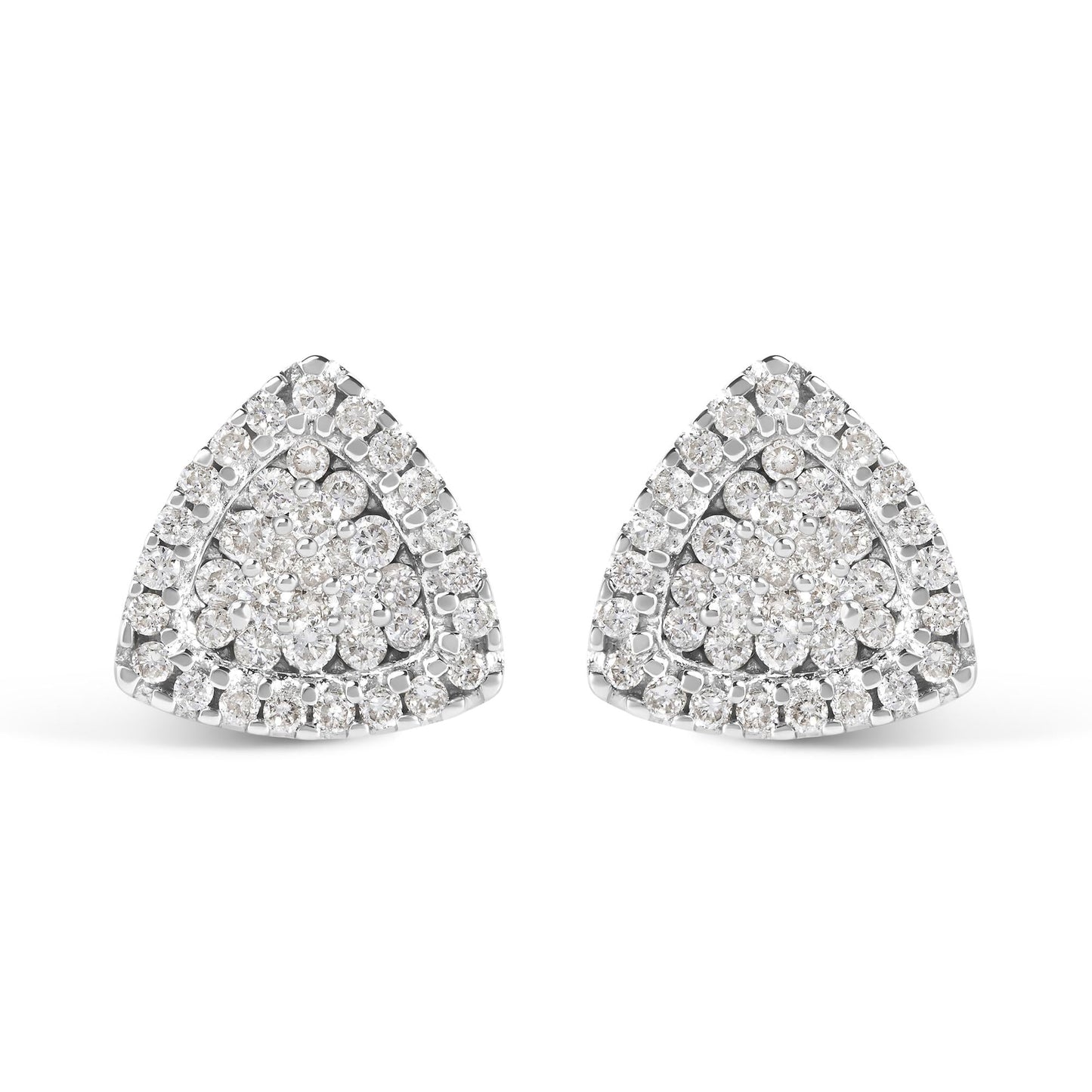 14K White Gold 1/2 cttw Trillion Shaped Diamond Stud Earrings (H-I Clarity, SI2-I1 Color)