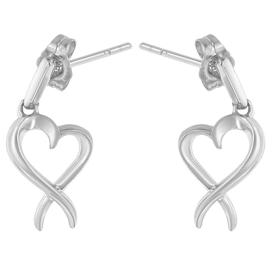 Sterling Silver Dangle-Heart Earrings