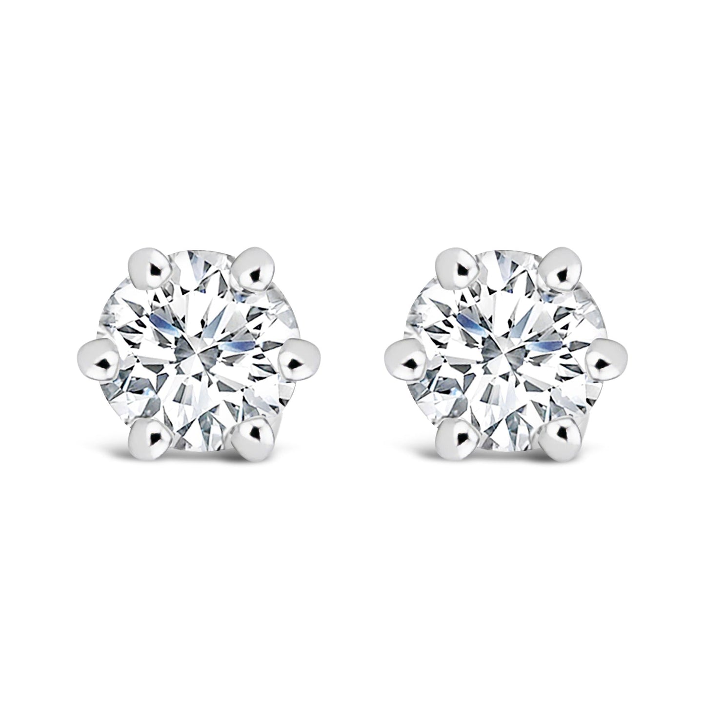 14K White Gold 1/2 Cttw Lab-Grown Diamond 6 Prong Hidden Halo Stud Earrings (F-G Color, VS1-VS2 Clarity)