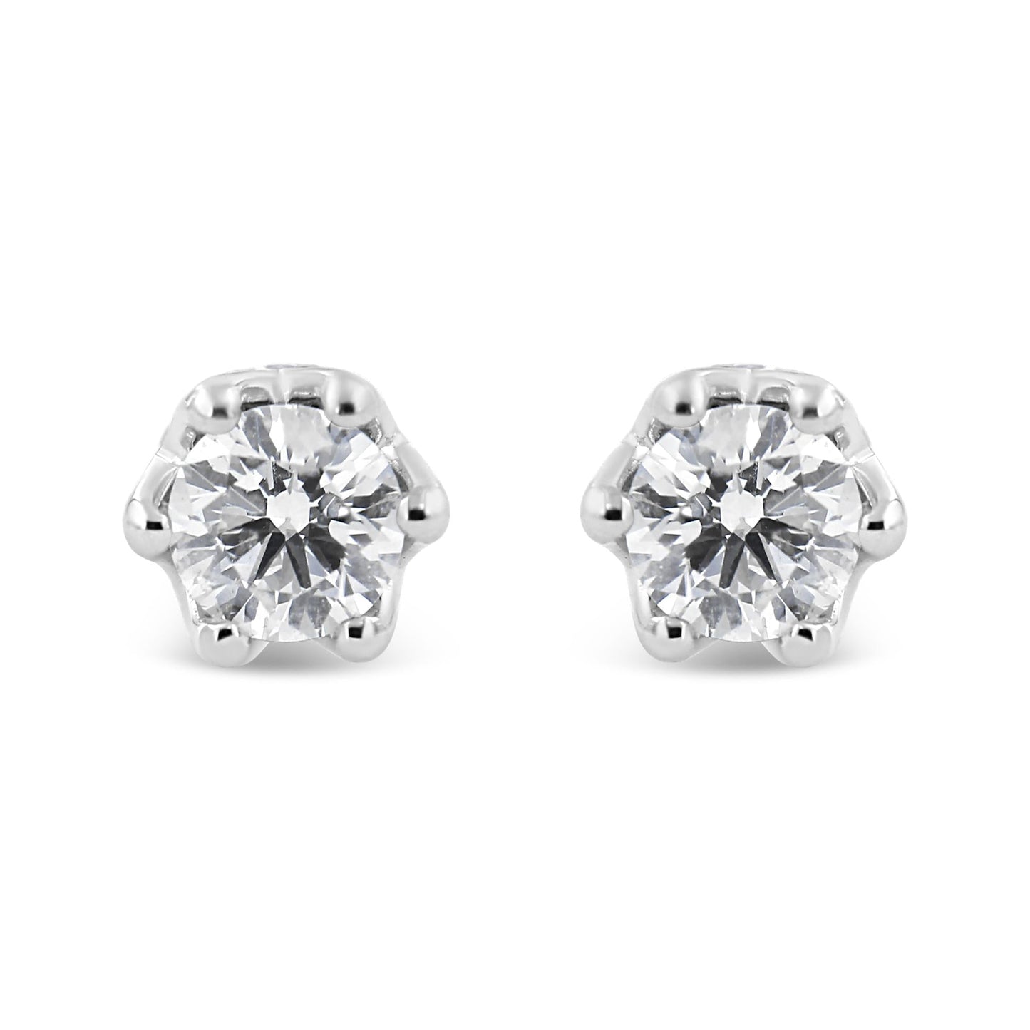 14K Gold 1/2 Cttw Round Diamond Crown Stud Earring (I-J Color, I1-I2 Clarity)