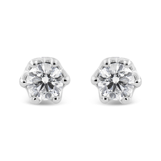 14K Gold 1/2 Cttw Round Diamond Crown Stud Earring (I-J Color, I1-I2 Clarity)