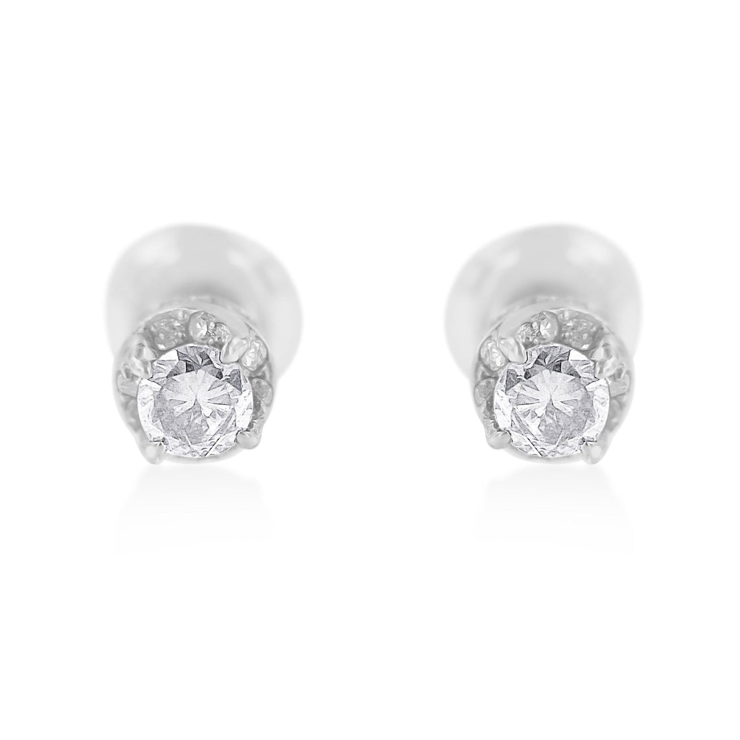 14K White Gold Treated Blue Round Cut Diamond Stud Earrings (0.5 cttw, H-I Color, SI2-I1 Clarity)