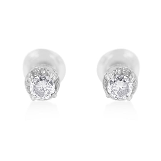 14K White Gold Treated Blue Round Cut Diamond Stud Earrings (0.5 cttw, H-I Color, SI2-I1 Clarity)