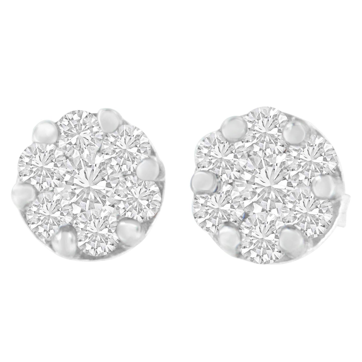 14K White Gold 1 cttw Round Cut Diamond Earrings (H-I, SI2-I1)