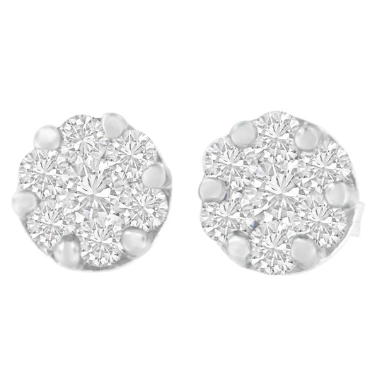 14K White Gold 1 cttw Round Cut Diamond Earrings (H-I, SI2-I1)