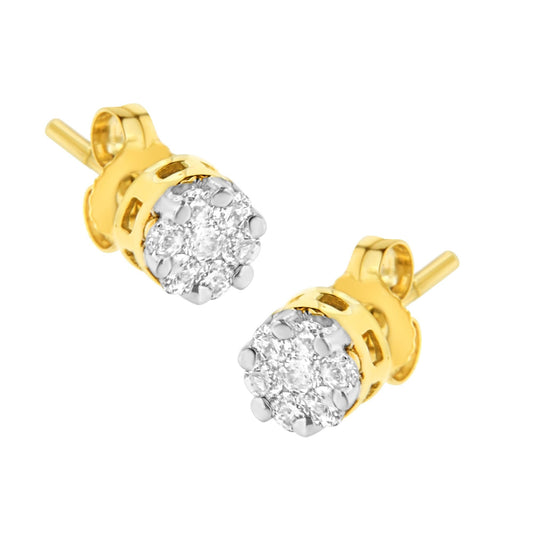 14K Yellow Gold 1/2 cttw Round Cut Diamond Earrings (H-I, SI2-I1)