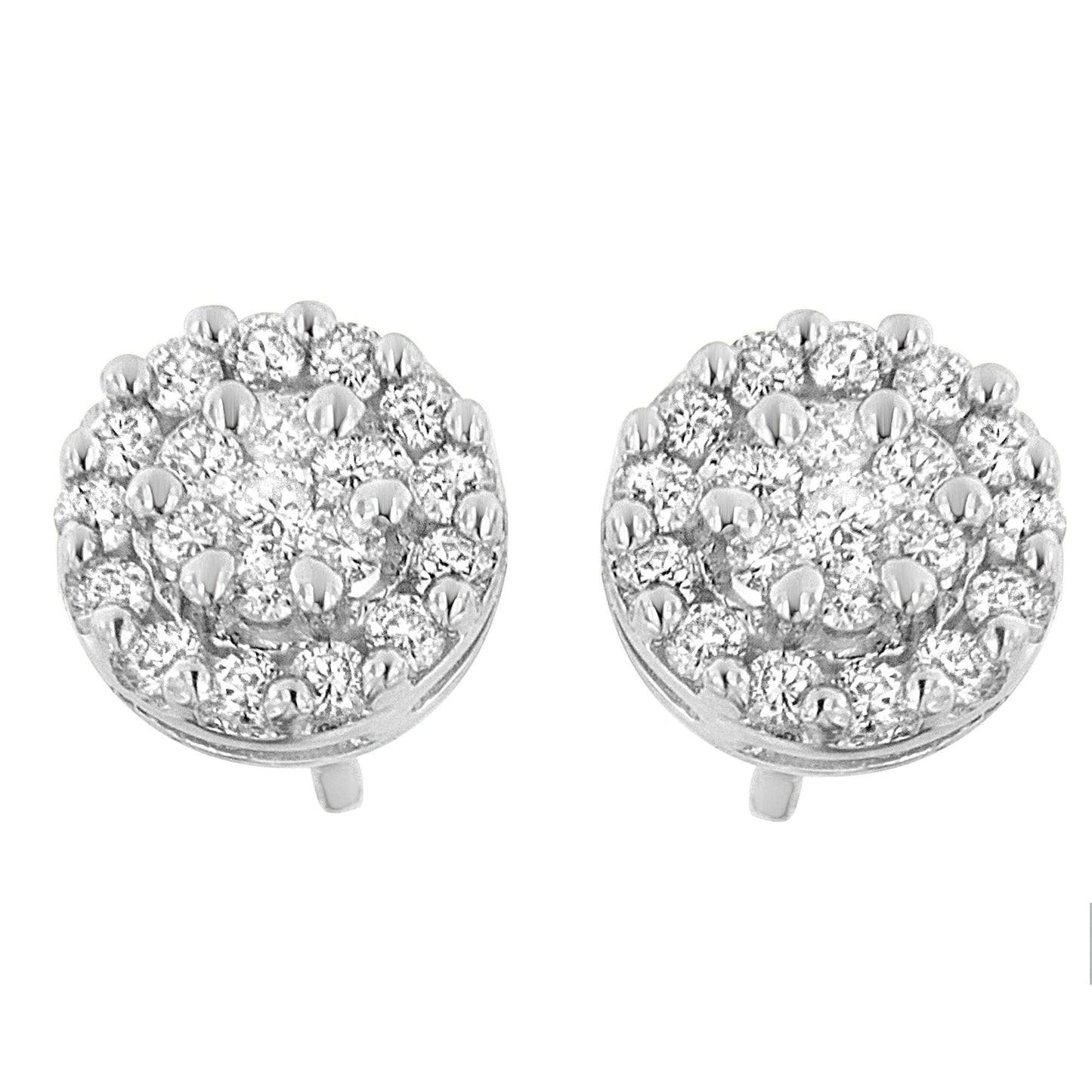 14K White Gold 3/4 cttw Round Cut Diamond Stud Earring (H-I, SI2-I1)