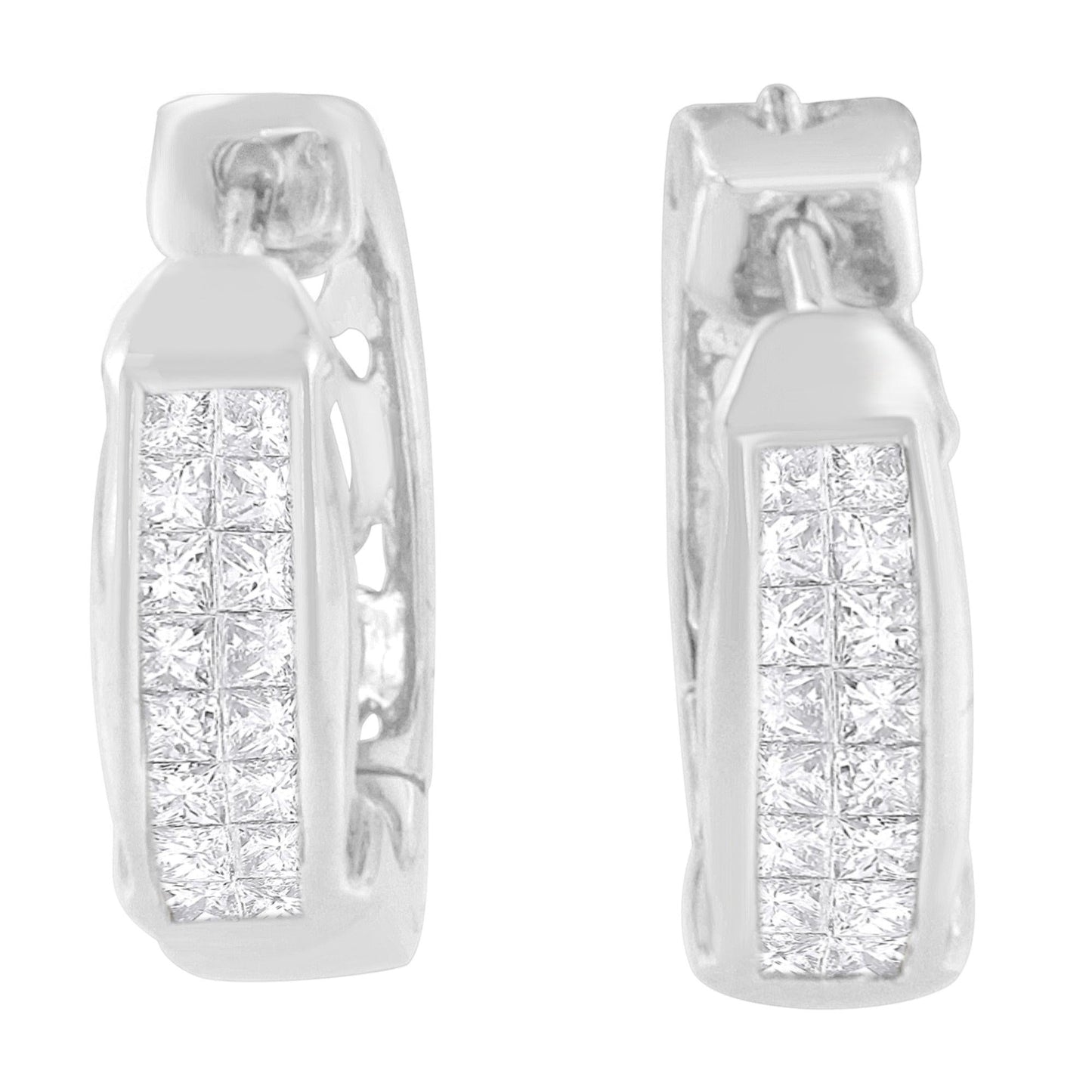 14K White Gold Princess Cut Diamond Earrings (0.57 cttw, H-I Color, SI1-SI2 Clarity)