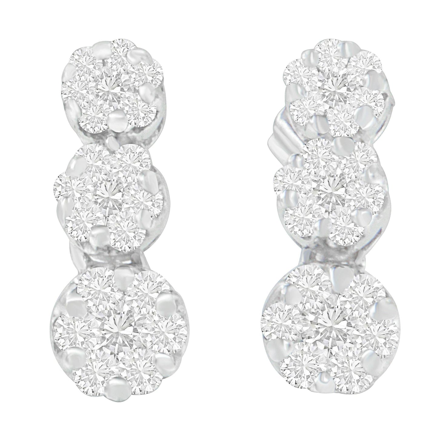 18K White Gold 1 cttw Round Cut Diamond Earrings (H-I, SI2-I1)