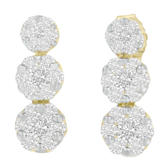 14K Yellow Gold 1 cttw Diamond Stud Earring (H-I, I1-I2)