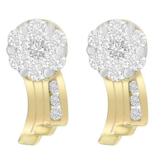 14K Yellow Gold 7/8 cttw Round Cut Diamond Earrings (I-J, SI1-SI2)