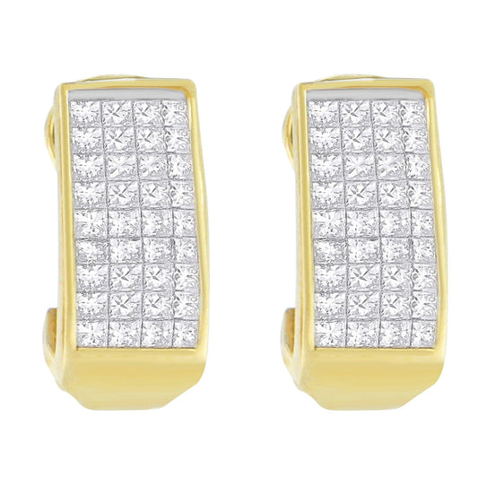 14K Yellow Gold 1 cttw Princess Cut Diamond Earrings (H-I, VS2-SI1)