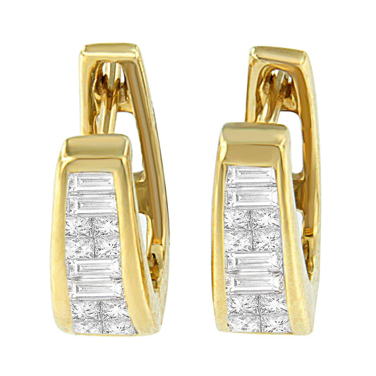 14k Yellow Gold 1/2ct TDW Princess and Baguette Diamond Earrings (I-J,VS1-VS2)