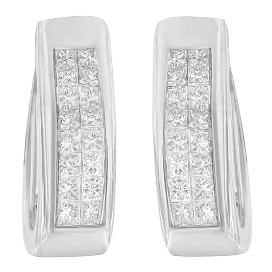 14K White Gold Princess-Cut Diamond Hoop Earrings (1.10 cttw, H-I Color, SI2-I1 Clarity)