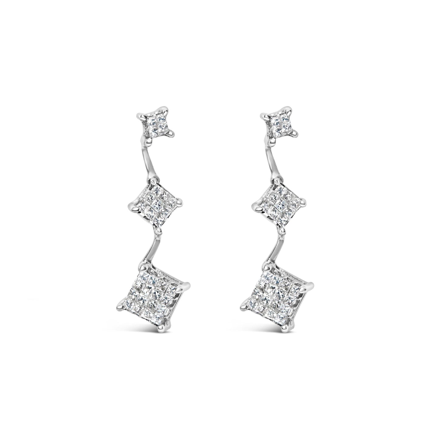 14K White Gold 1 cttw Princess Cut Diamond Earrings (G-H, VS1-VS2)