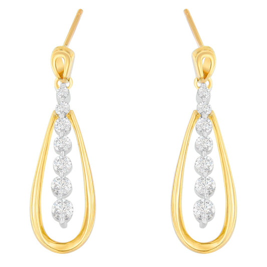 14K Two Toned Gold Dangling Diamond Drop Earrings (1.00cttw, H-I color,SI1-SI2 clarity)