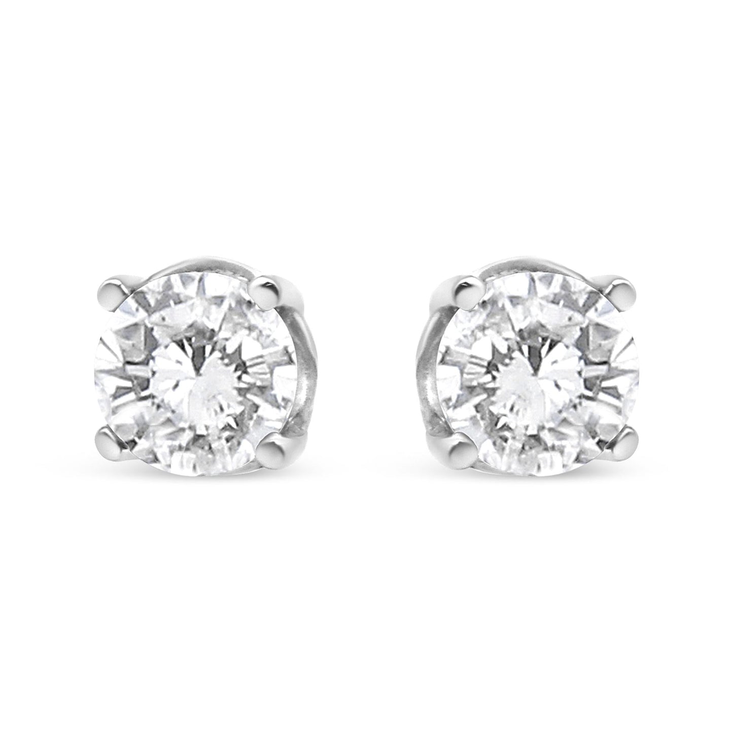 14K White Gold 3/4 Cttw Lab Grown Diamond 4-Prong Classic Stud Earrings (F-G Color, VS2-SI1 Clarity)