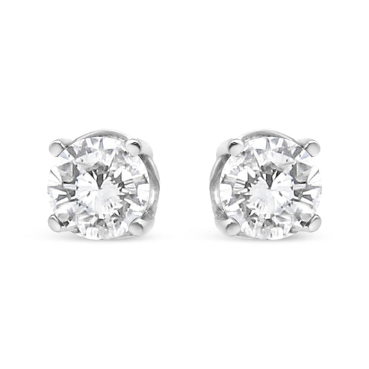 14K White Gold 3/4 Cttw Lab Grown Diamond 4-Prong Classic Stud Earrings (F-G Color, VS2-SI1 Clarity)