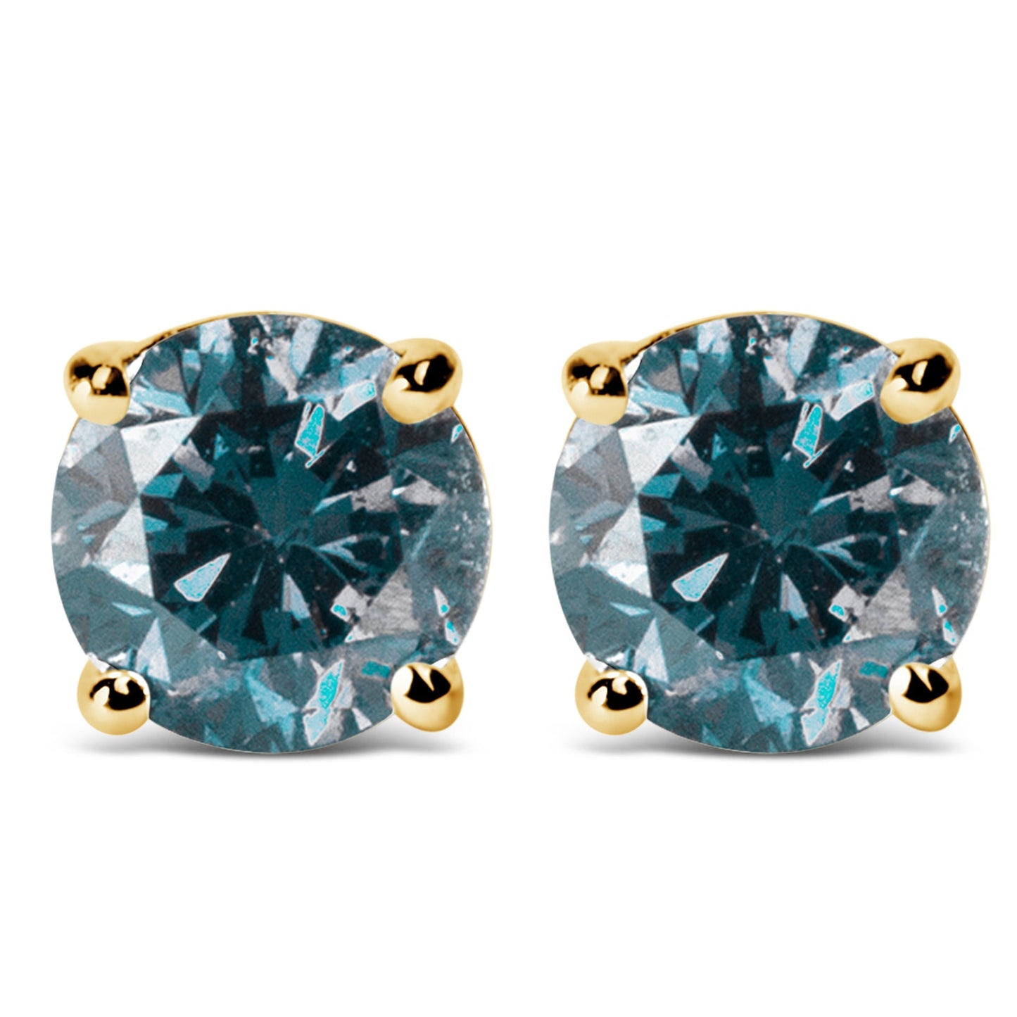 14K Gold Blue Lab Grown Diamond Stud Earrings with Screw Backs