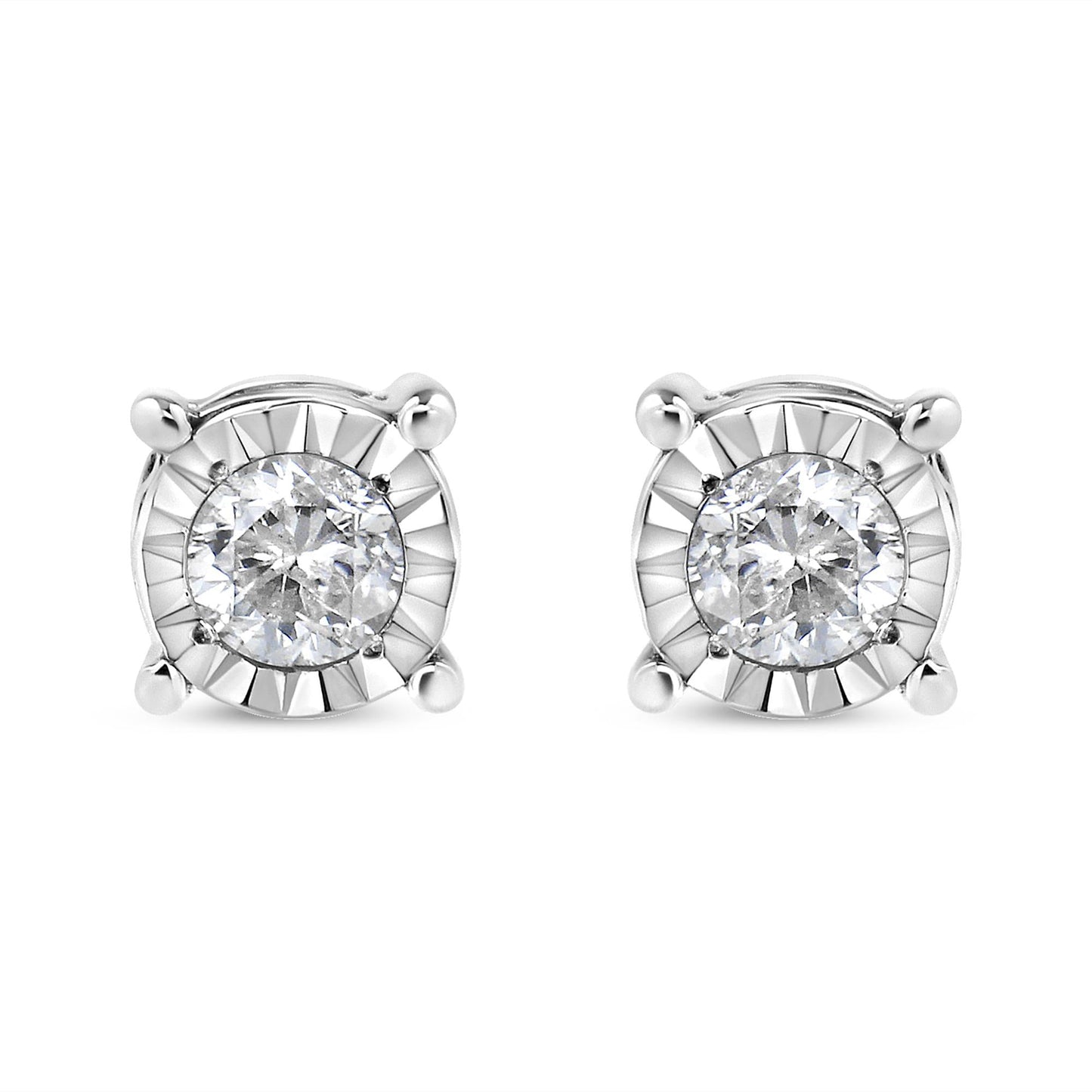 .925 Sterling Silver 1/5 Cttw Round Near Colorless Diamond Miracle-Set Stud Earrings