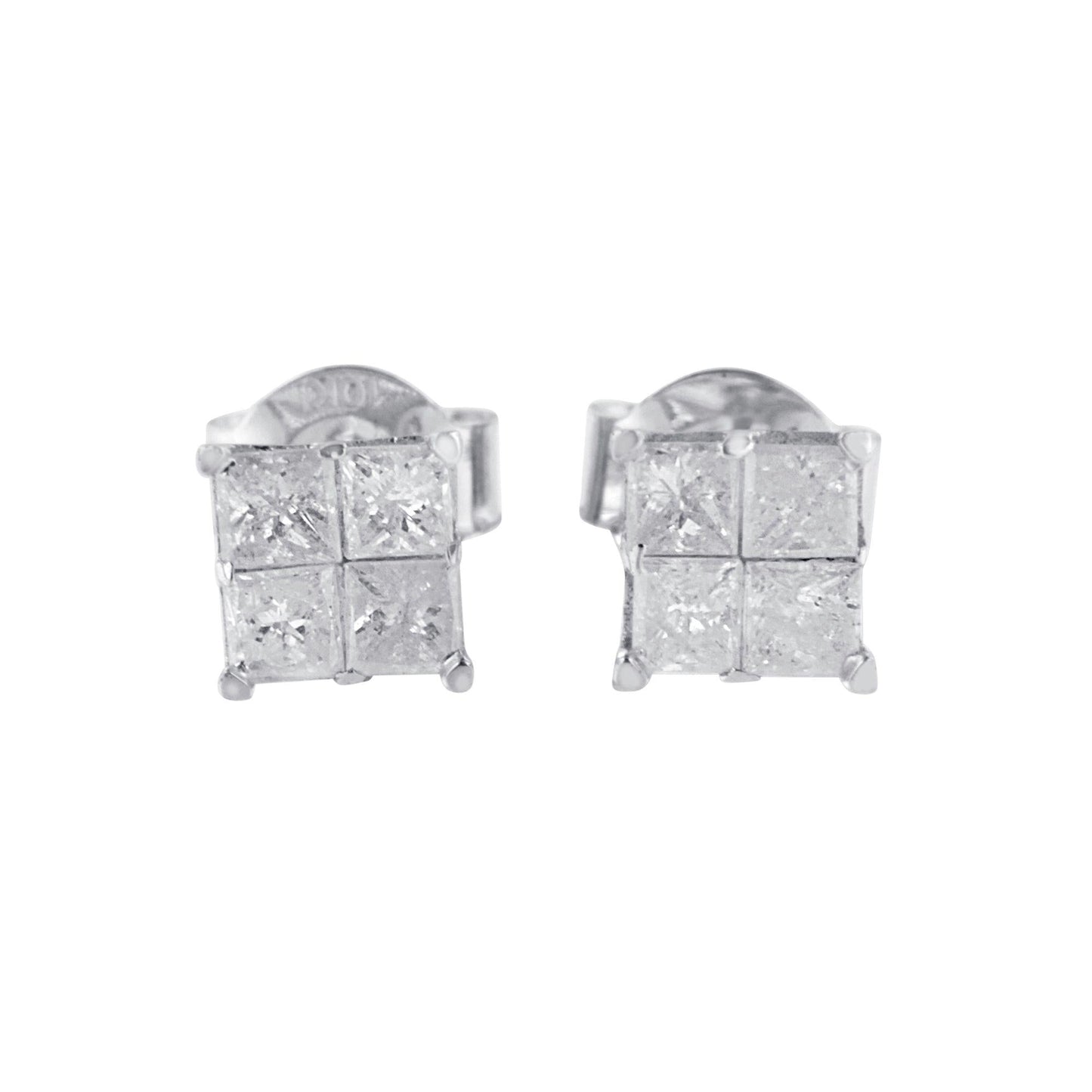 10k White Gold Diamond Stud Earrings (0.60 cttw, I-J Color, I2-I3 Clarity)