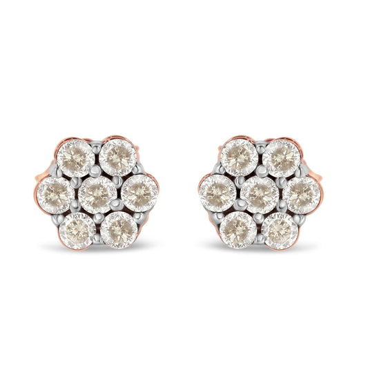 10K Rose Gold Diamond Floral Stud Earrings (0.5 cttw, J-K Color, I1-I2 Clarity)