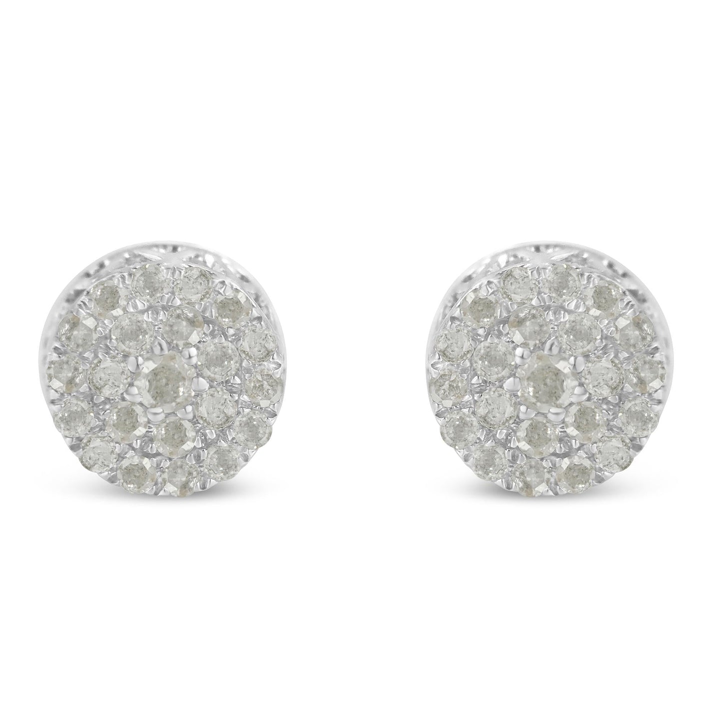 10k White Gold Diamond Cluster Stud Earrings (0.5 cttw, I-J Color, I2-I3 Clarity)