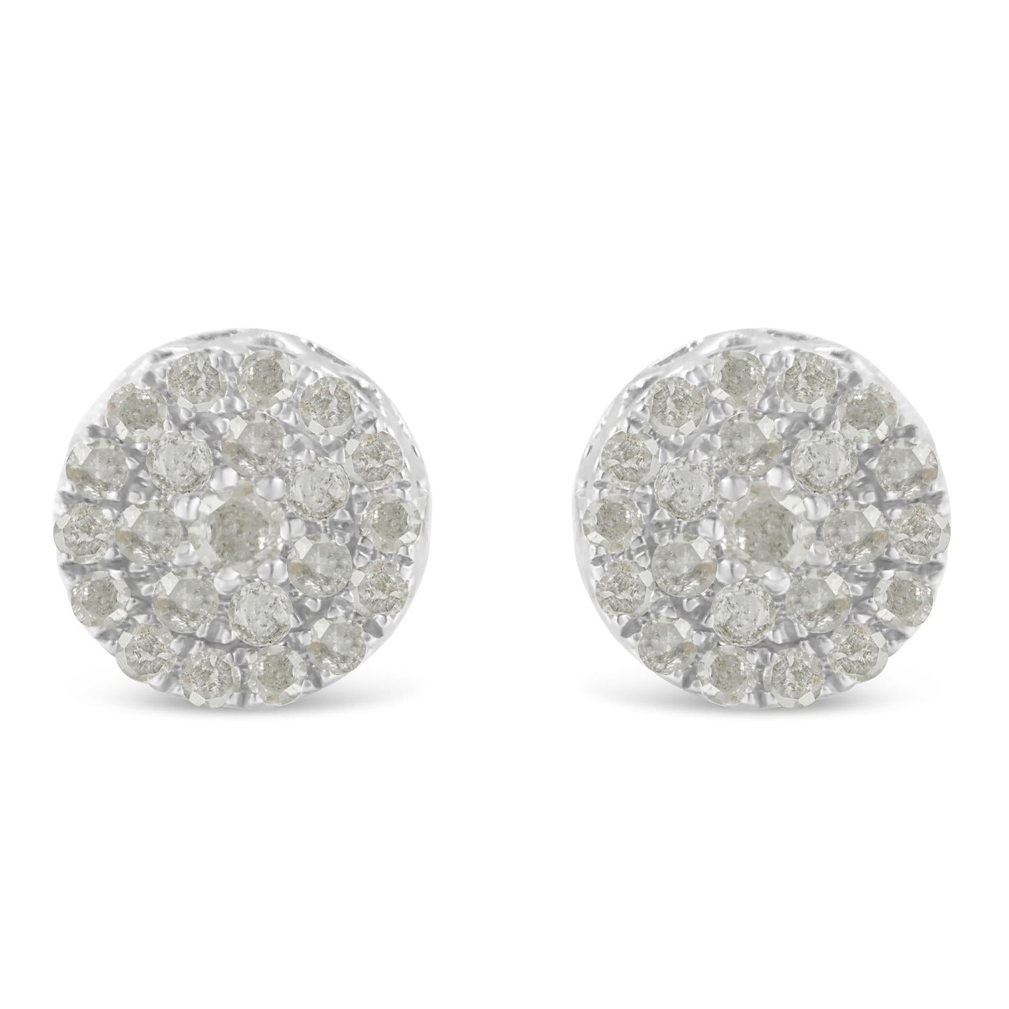 10K White Gold Diamond Cluster Stud Earrings (1 cttw, I-J Color, I2-I3 Clarity)