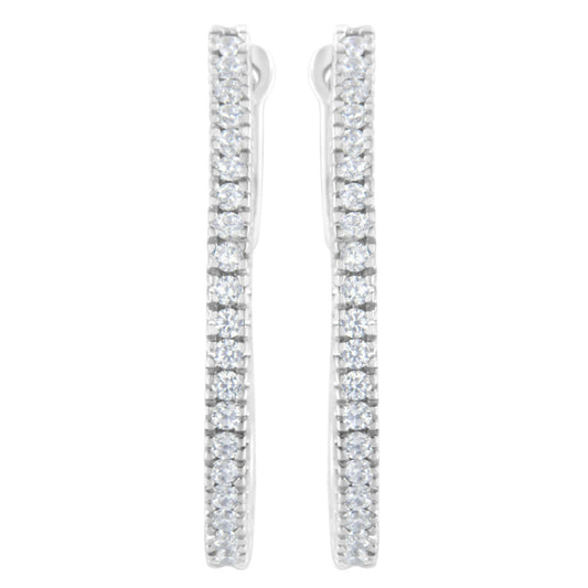 10KT White Gold 1/2 cttw Diamond Hoop Earrings (I-J, I2-I3)