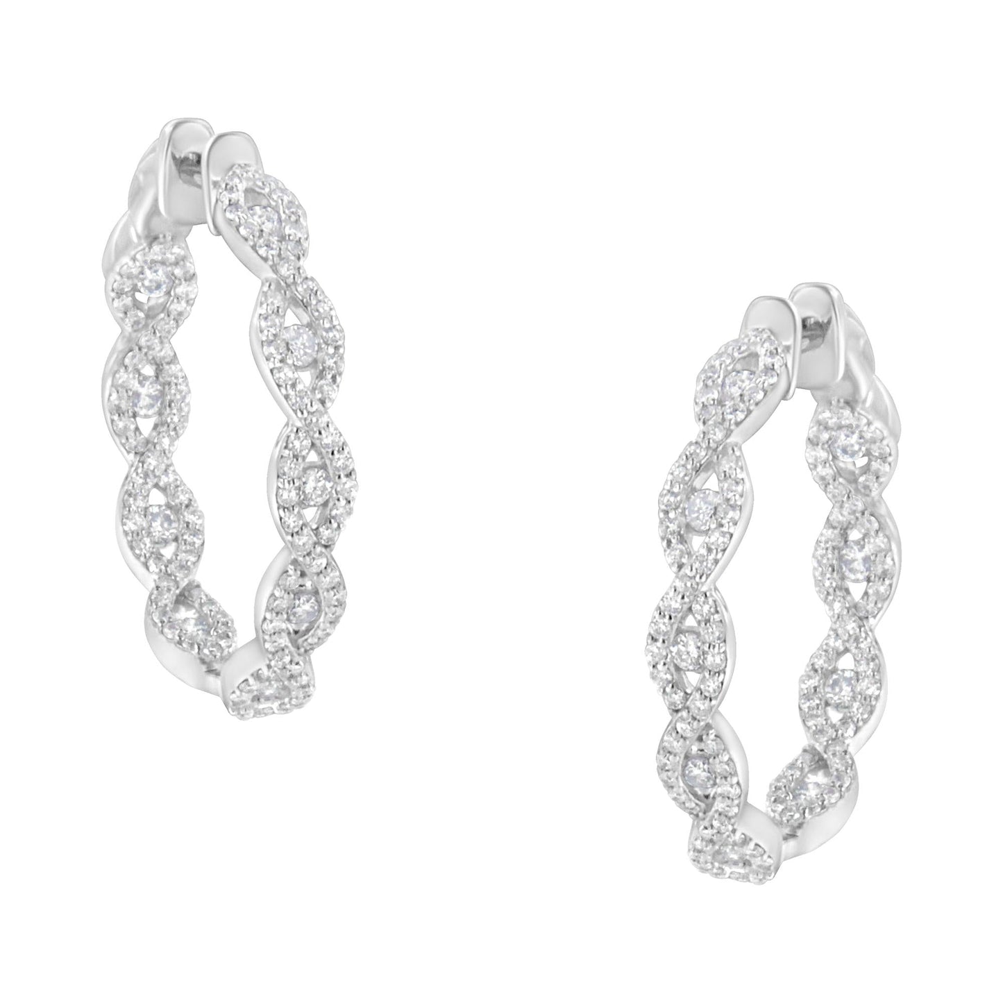 10K White Gold Diamond Hoop Earrings (1 1/2 cttw, H-I Color, I1-I2 Clarity)