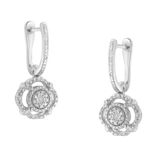 .925 Sterling Silver Miracle-Set Diamond Accent Drop and Dangle Earrings (I-J Color, I3 Clarity)