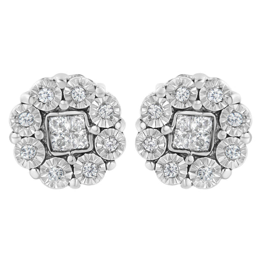 10KT White Gold 1/4ct Diamond Floral Cluster Stud Earring (I-J, I1-I2)