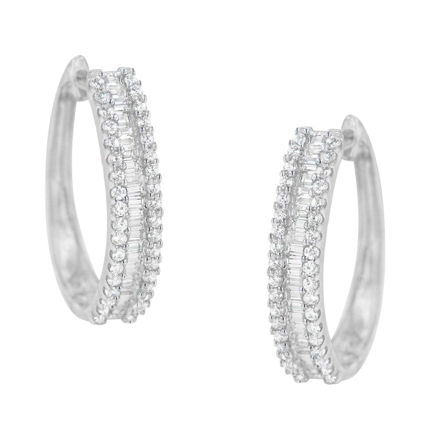 10K White Gold Diamond Hoop Earrings (3/4 cttw, I-J Color, I2-I3 Clarity)