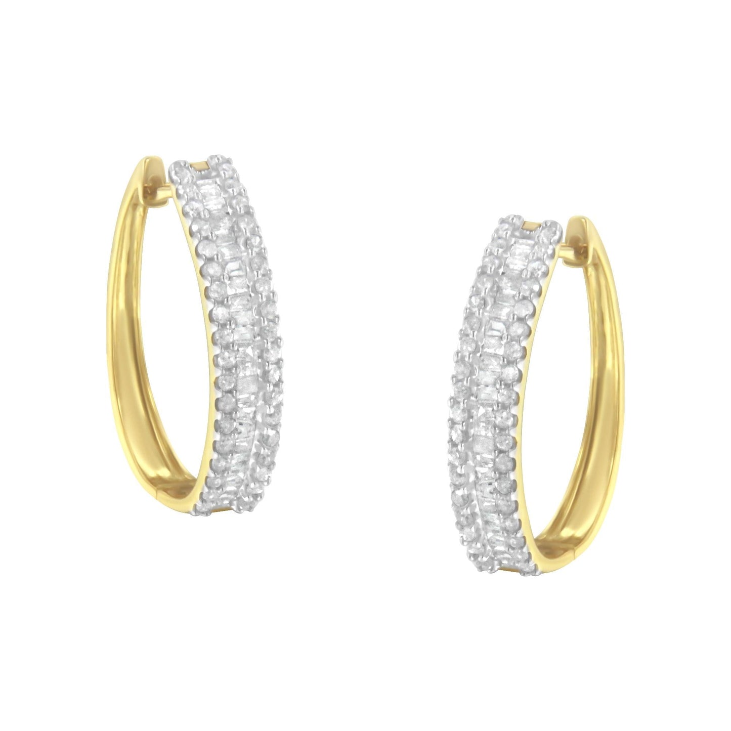 10K Yellow Gold Diamond Hoop Earring (3/4 cttw, I-J Color, I2-I3 Clarity)