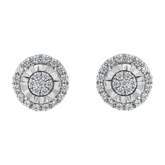 Sterling Silver Diamond Cluster Earrings (1 cttw, I-J Color, I2-I3 Clarity)