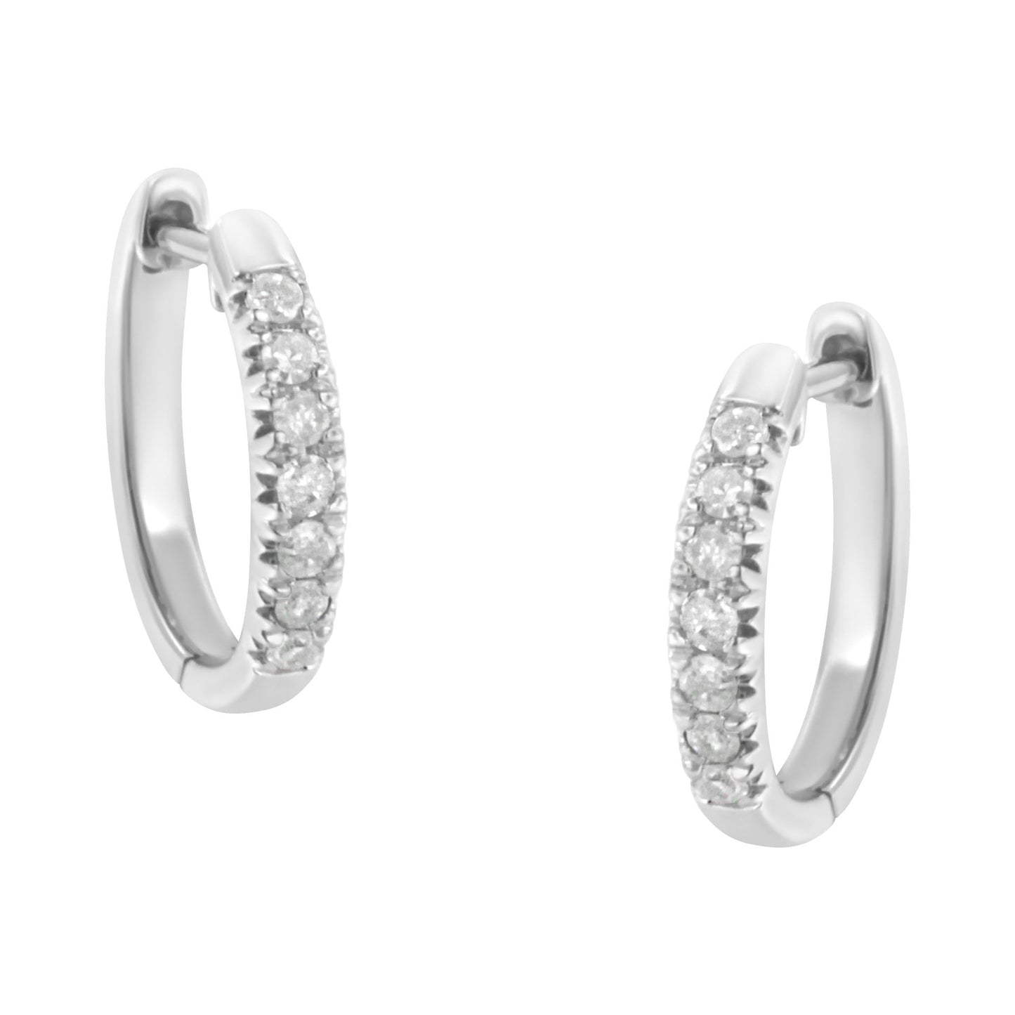 .925 Sterling Silver 1/4 Cttw Diamond Hoop Earrings (I-J Color, I3 Clarity)