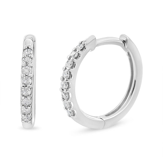 10K White Gold 1/5 Cttw Round-Cut Diamond Modern Hoop Earrings (I-J Color, I3 Clarity)