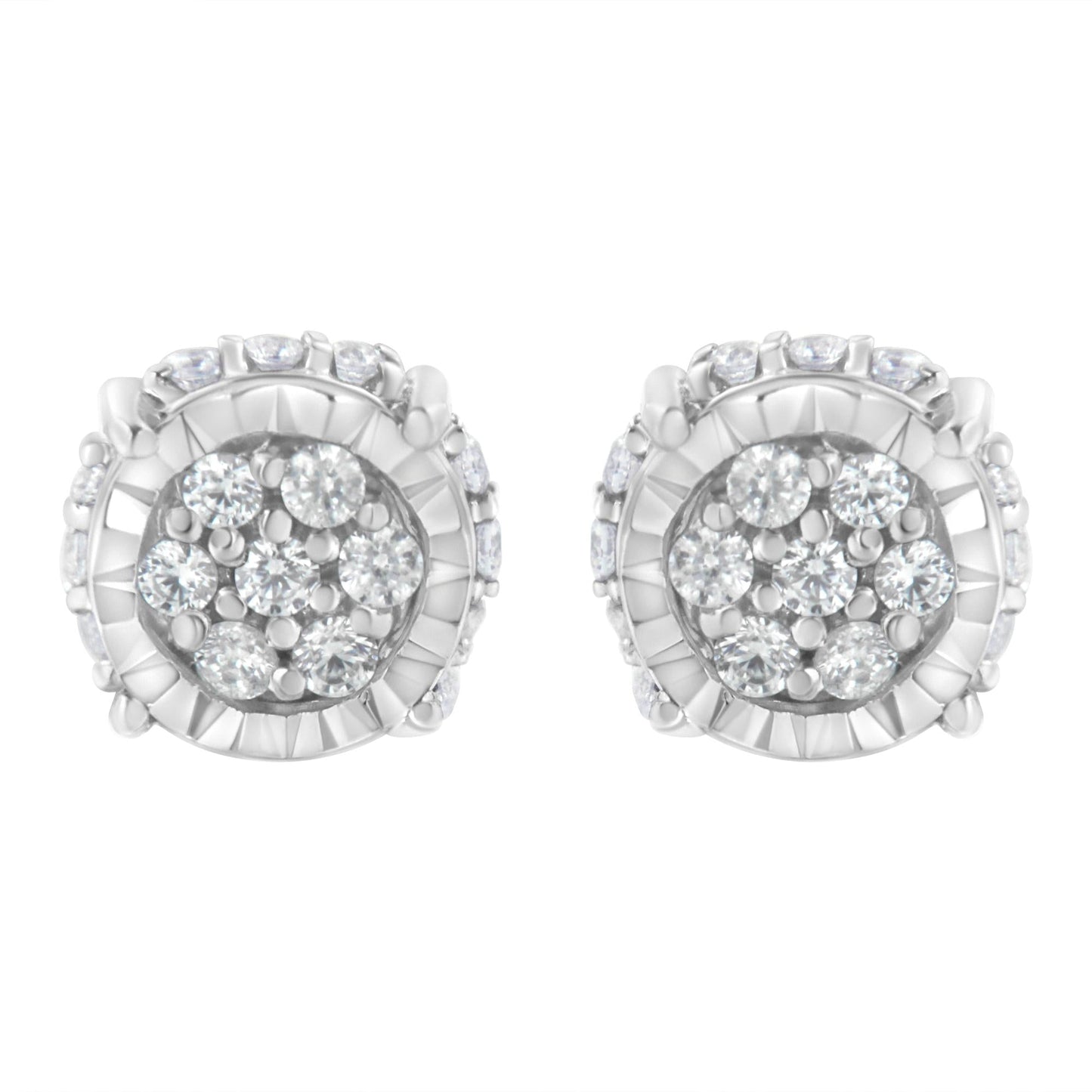 .925 Sterling Silver 1/3 cttw Round-cut Diamond Floral Stud Earring (I-J Clarity, I3 Color)