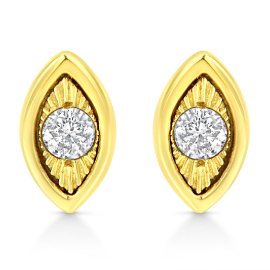 10K Yellow Gold Plated .925 Sterling Silver 1/10 Cttw Miracle-Set Diamond Stud Earrings - Choice of Shapes