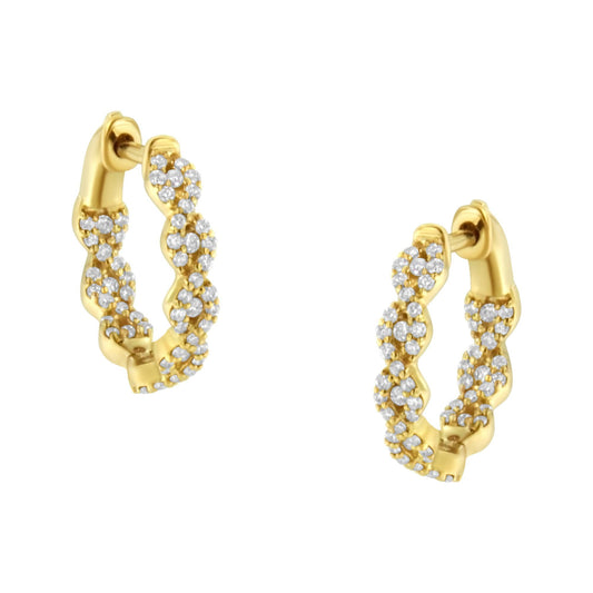 10K Yellow Gold Diamond Huggy Earrings (1/2 cttw, H-I Color, I1-I2 Clarity)