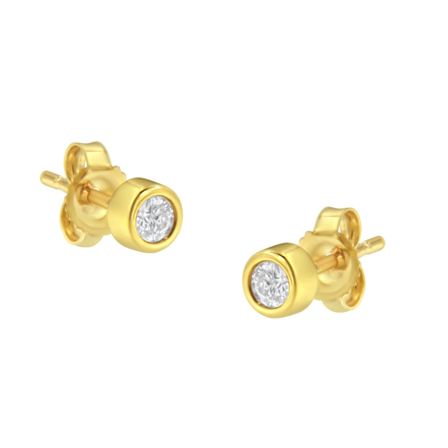 10K Gold 0.15 Cttw Round Brilliant-Cut Near Colorless Diamond Bezel-Set Stud Earrings (H-I Color, I1-I2 Clarity)