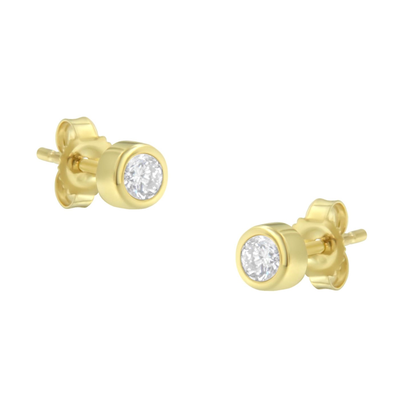 10K Gold 1/5 Cttw Round Brilliant-Cut Near Colorless Diamond Bezel-Set Stud Earrings (H-I Color, I1-I2 Clarity)